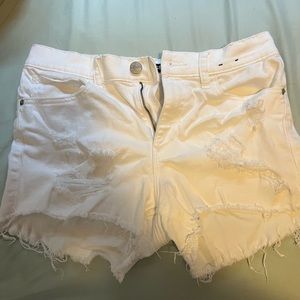 Express White High-Rise Distressed Jean Short